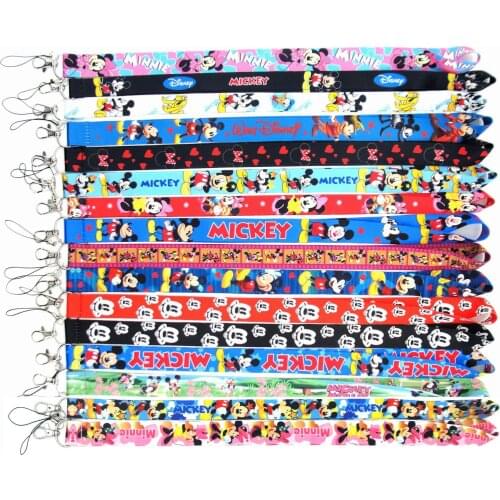 Disney Mickey Mouse Lanyard Keys ID Cell Phone Neck Strap Action Figure Toy Spiderman Mickey Minnie kids Collection Gift Toys