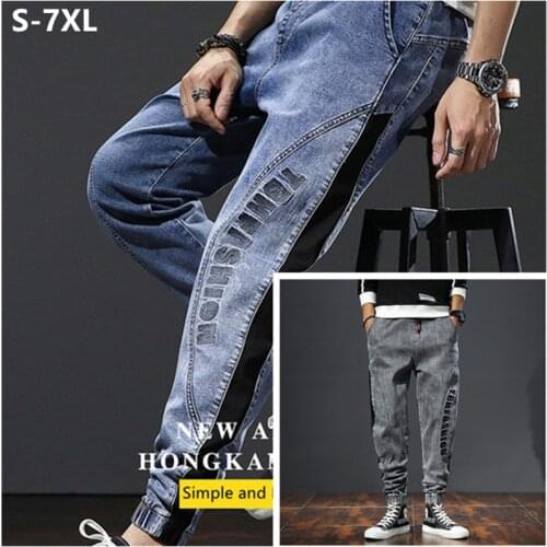 Jogger Jeans Gray Boys Harem Plus Size 7XL Stretched Pantalon Large 6XL Trousers Blue Denim Spring Mujer Male Clothing 5XL Pants