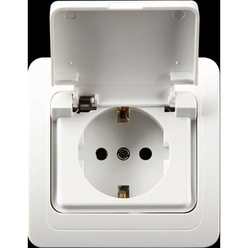 Wall Power Socket with Dust-proof Waterproof Cover Wall Power Socket 16A 250V EU German Standard Electrical Outlet Socket Panel