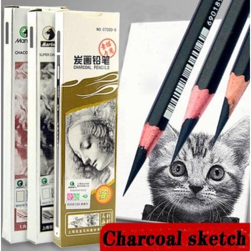 Pencil Sketch Drawing Carbon Pencil sketch 2h6b8b14b charcoal soft medium hard drawing 2:4B Art Supplies Horse Power Brand 12b