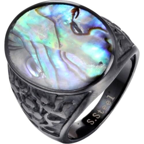 316L Stainless Titanium Steel Colourful Shell Geometric Ring For Man Women High Polished Wedding band Love gift