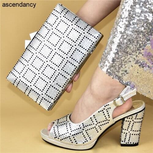 New Fashion African Wedding Italian Shoe and Bag Sets Ladies Shoe and Matching Bag for Nigeria Party Women Shoes Summer 2020