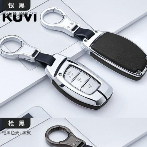 Alloy Leather Remote Car Key Case Cover For Hyundai IX25 IX35 I20 I30 I40 hb20 Santa Fe Creta Solaris 2017 key shell