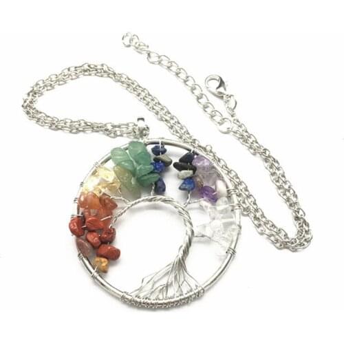 Chakra Chips Tree Of Life Pendant Crystals Healing Stones For Gifts