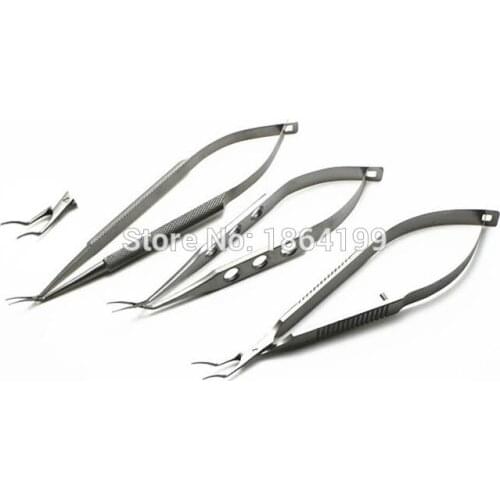 Microscopic instruments 12.5 cm Stainless Steel 3 type Spring half-arc angle-capsulorhexis forceps Surgery membranous envelo