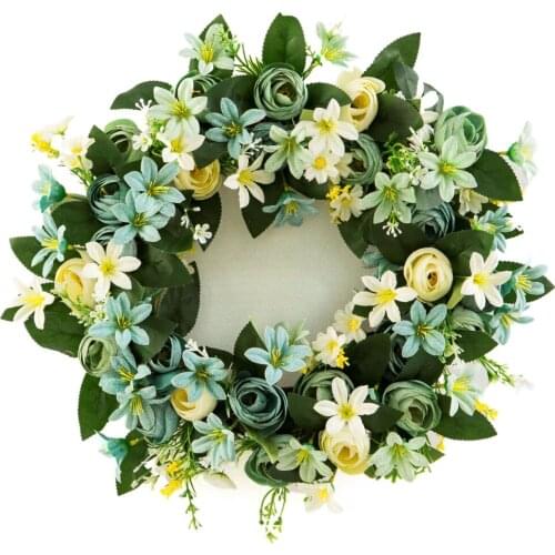 Simulation Flower Wreath Rose Natural Rattan Fake Sunlight Wreaths Wall Hanging Wedding Gift DIY Crafts Silk Cloth Garland