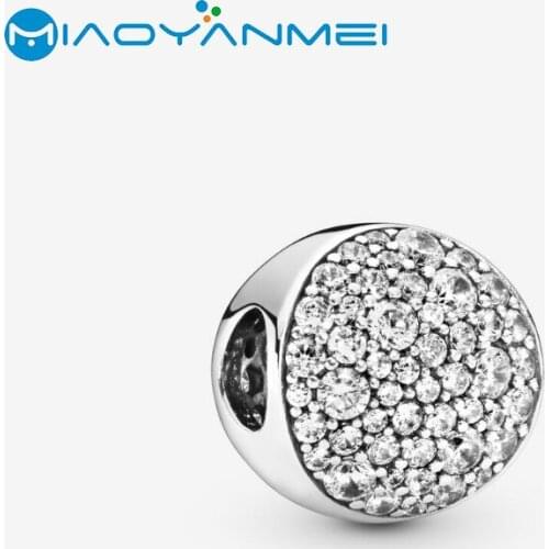 Fashion Jewelry 925 Sterling Silver Beads Pave Round Charm Fit Original Pandora Bracelets Women DIY Gift