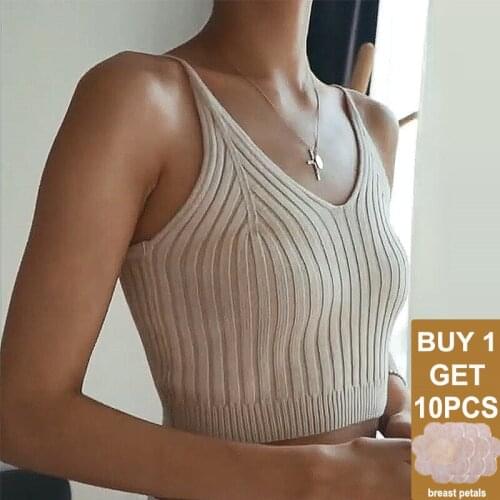 Womens Top Fashion Knitted Crop Tops Cotton Tank Crop Tops Lingerie Underwear Streetwear mujer Vest Cropped Tee Camisole