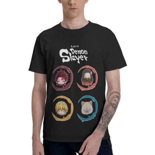 Male Kimetsu No Yaiba Japanese Anime T-Shirt Fashion Demon Slayer Tshirt Short Sleeve Unique T Shirt Pure Cotton Tee Gift Idea