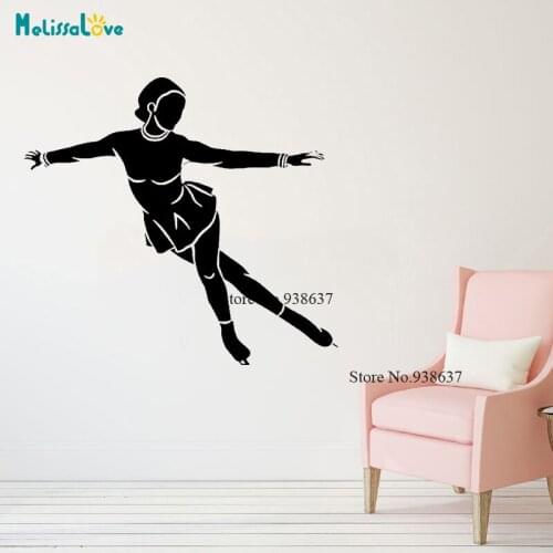 Figure Skaters Elegant Ice Skating Wall Art Stickers Wall Decal Home Girl Room Removable Room Decor Wall Stickers CL265