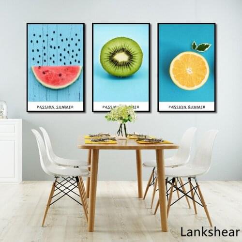 Wall Art Kitchen Fruit Pictures Kiwi Pineapple Oranges Paintings on Canvas Nordic Diner Decorative Poster Watermelon Wall Print