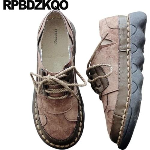Slip resistant summer round toe chinese green lace up winter mules suede elderly flats ladies wide fit shoes gray grey women