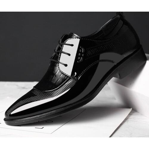 New Men Wedding Shoes Microfiber Leather Formal Business Pointed Toe for Man Dress Shoes Mens Oxford Flats Plus Size 38-48