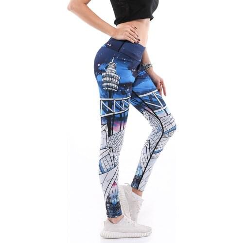 Love Spark 2018 New Design 3D Elastic Women Yoga Pants S To 3xl Blue Space Fitness Womens Yoga Workout Leggings