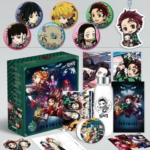 Demon Slayer Kimetsu no Yaiba Anime Water Cup Gift Box Postcards, Badges, Posters Fans Collection Gift Anime Around