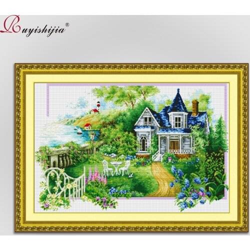 RUYISHIJIA Cross stitch kit with printed pattern Four Seasons summer Scenery embroidery Decorations Needlework DIY 11CT Printing