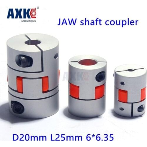 Rodamientos Rolamentos Axk 6mm To 6.35mm Jaw Spider Coupler Stepper Motor Shaft Coupling 6*6.35mm Diameter 20mm Length 25mm