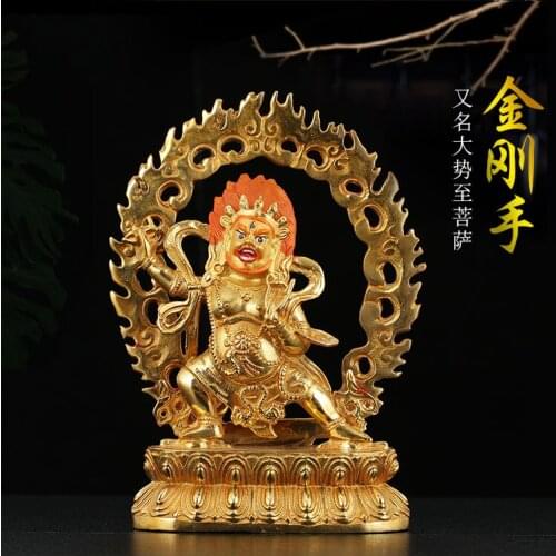 21CM large Asia GOOD buddha statue Temple all-powerful Vajrapani Vajra buddha Divine power Gold plating copper buddha statue