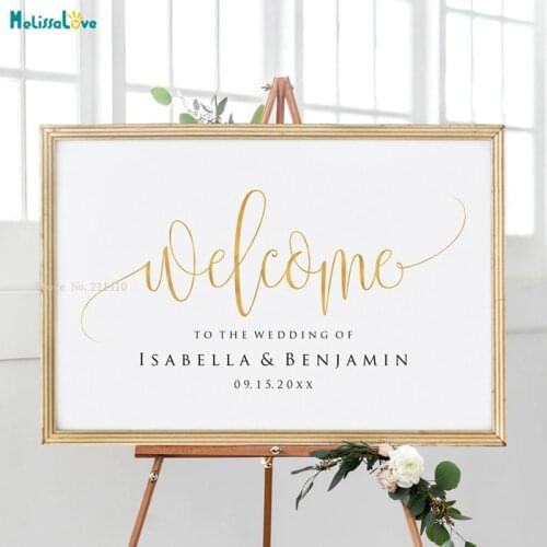 Wedding Welcome Sign Template Welcome Board Sticker Editable Poster Decoration Self-adhesive Vinyl Exquisite Art Murals YT1333