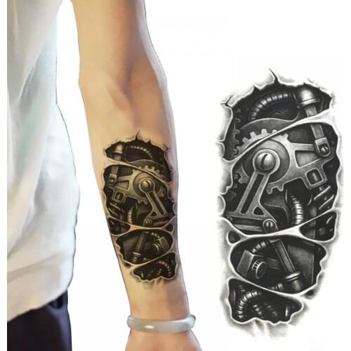 Men 3d Robot Arm Tattoo Art Sticker Removable Waterproof Temporary Tattoos Street Body Style Boys Fashion