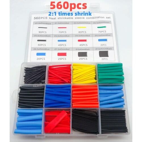 560ps colour boxed heat shrinktubing 2:1 electronic DIY kit, insulated polyolefin sheathed shrink tubing cables and cables tube