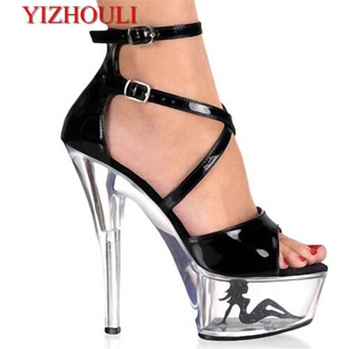 Plus Size Crystal Ankle Strap 15CM Sexy Super High Heel Platforms Pole Dance / Performance / Star / Model Shoes, Wedding Sandals