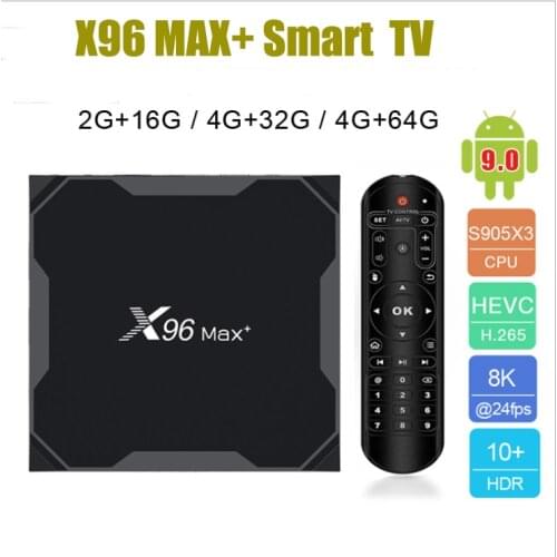 X96 MAX Plus smart TV BOX Android 9.0 2.4G 5G dual wifi 1000M BT Amlogice S905X3 4G 32G 64G 8K Set top Box video Media Player