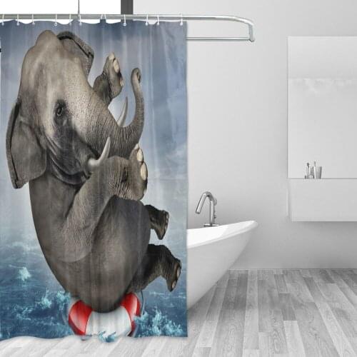 High Quality Elephant Print Shower Curtain Animal Polyester Fabric Waterproof Mildewproof Bathroom Curtain Home Bath Curtains