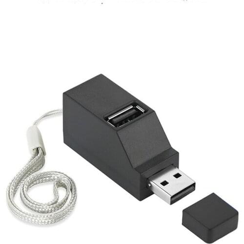 Portable Mini 3 Port USB Hub USB 2.0 3.0 HIgh Speed Hub Splitter Box Adapter for PC Laptop MacBook U Disk Card Reader with Strap