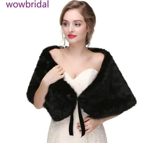 WOWBRIDAL Warm Faux Fur Winter Bridal Cape Wedding Cloaks Party Wraps Jacket Wrap Boleros De Encaje Boleros De Mujer