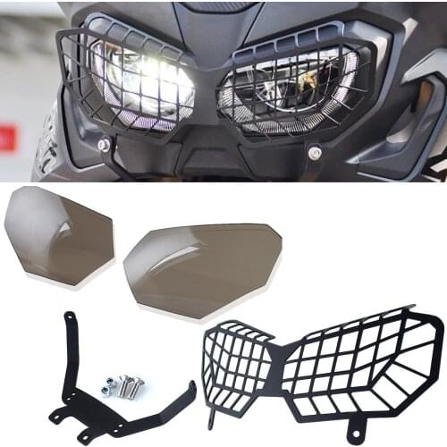 Stainless Steel Headlight Grille Guard Cover & Screen Cover Shield Guard Lens Protector For HONDA CRF1000L Africa Twin 2016-2019