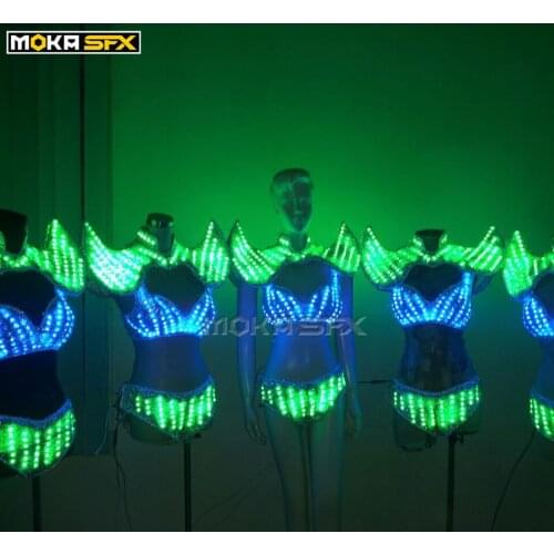 Women LED robot suits luminous clothes lady sexy bra led light up dance clothing led illuminated party evening stage show dress