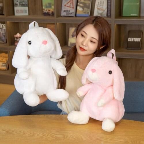 1pc 40CM Kawaii Long Ears Rabbit Plush Animals Toys Stuffed Doll Rabbit Backpack Bag Schoolbag Girls Children Birthday Xmas Gift