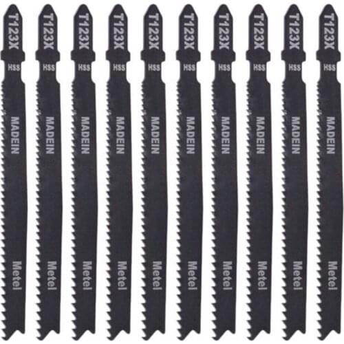 10Pcs HCS Jig Saw Blades 4 Inch T-shank T123 Jigsaw Blade For Tube Wood Metal Aluminium Cutting Tools