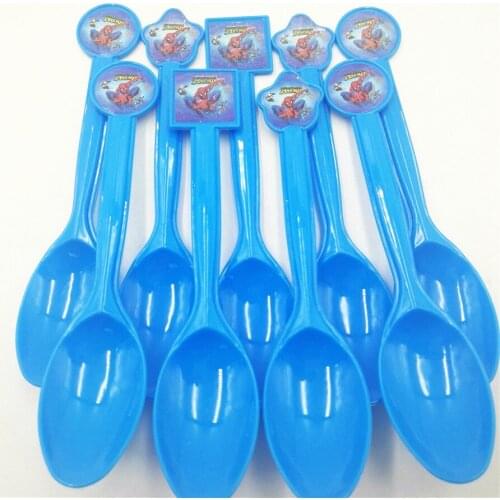 10pc/set Plastic Spoons Spiderman Party Decorations Cartoon Superhero Theme Favors Kids Birthday Baby Shower Party Supplies
