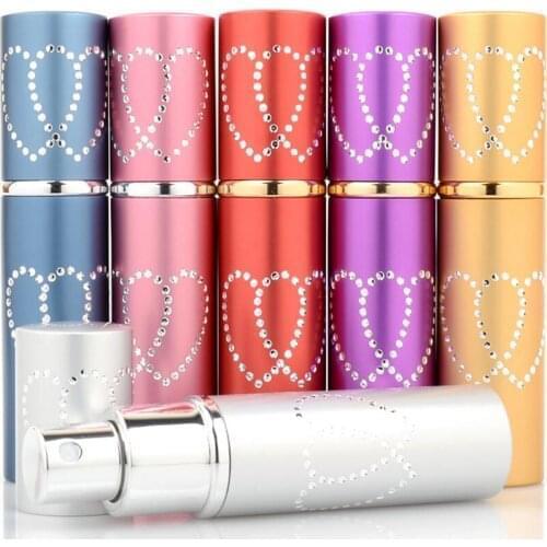 100pcs new 10ml Double Love Heart Pattern Refillable Aluminum Perfume Bottle Empty Spray Atomizer Container