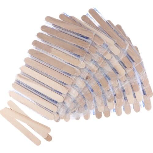 100Pcs Wax Applicators Spatulas Wooden Hair Removal Waxing Crafting Sticks