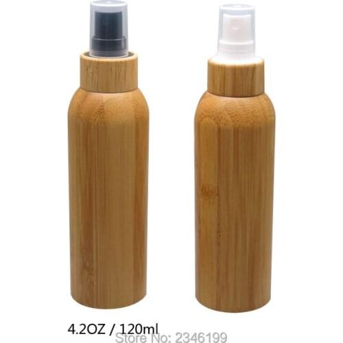 120ML 10pcs/lot High-end Cosmetic Empty Bamboo Spray Bottle, DIY Bamboo Plastic Cosmetic Liquid Refillable Container,Makeup Tool