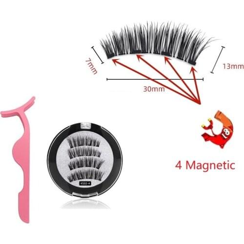 3D Magnetic Eyelashes With 4 Magnets Handmade Makeup Eyelashes Extended Natural Thick Reusable False Eyelashes Cosmetics TSLM1