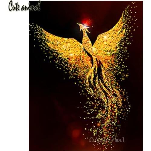 5D Diamond Painting Full Drill Round square Golden bird phoenix animal Diamond Embroidery Handcraft Kit Diamond mosaic decor art