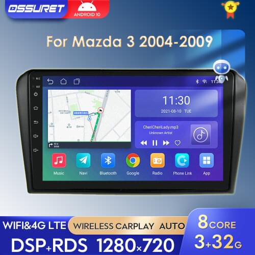 8"9"Car NO DVD Multimedia Player For Mazda 3 2004 2005 2006 2007 2008 2009 Android 10 2GB/1GB RAM FM USB CAM DAB with canbus