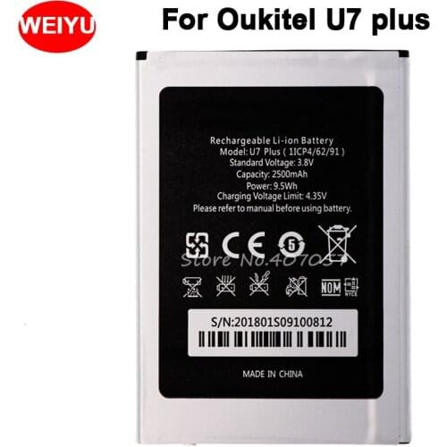 For Oukitel U7 plus Battery Batterie Bateria Accumulator AKKU 2500mAh