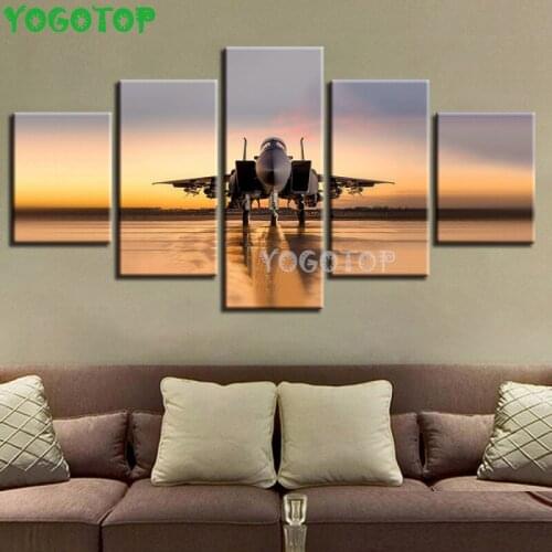 5D DIY Diamond Painting 5 Panel Aircraft Landing Diamond Embroidery Full Square Round Drill Diamond Mosaic Handmade Decor ML1430