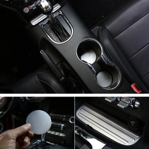 JXKaFa Aluminum Alloy Auto Car Water Cup Holder Mat Pad Cover Trim Sticker For Ford Mustang 2015 2016 Car-styling Accessories
