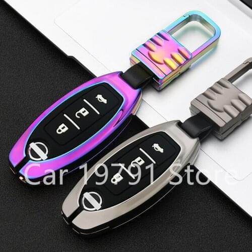For Nissan Duke Micra Qashqai Juke X-Trail Nismo Murano Maxima Altima Geniss Tiida Pulsar Galvanized Alloy Car Key Case Cover