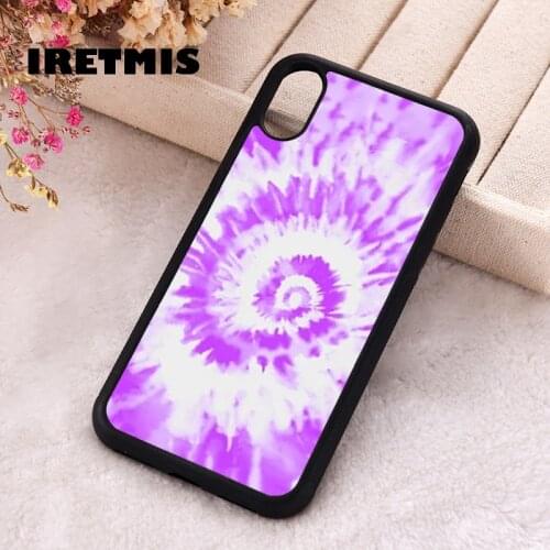 Iretmis 5 5S SE 2020 Phone Cover Cases for iPhone 6 6S 7 8 Plus X Xs Max XR 11 12 MINI Pro Rubber Silicone Purple Tie Dye