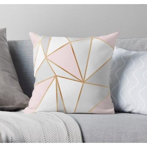 Pink Grey Gold Geo Decorative Pillowcases Cotton Linen Geometry Throw Pillow Case Home Sofa Decor Pillowcase