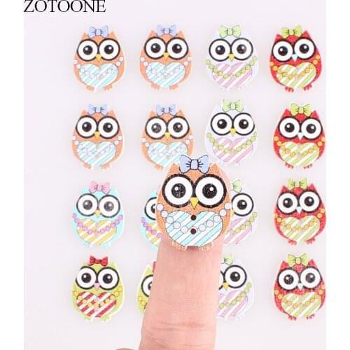 ZOTOONE Handmade Wooden Cute Animal Owl Buttons Noel Accessories Scrapbooking for Clothing DIY Craft Decoration Button E