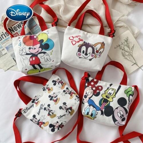 Disney cartoon cute Mickey diagonal shoulder bag portable canvas small school bag kids girls coin purse mommy bag