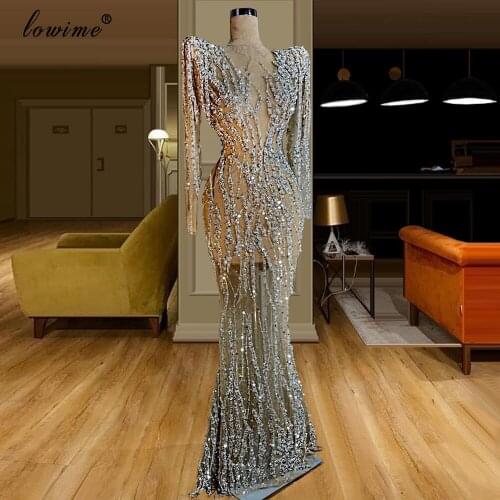 Transparent Heavy Handmade Evening Dresses Long Dubai Formal Robe De Soiree Arabic Beading Prom Gowns Party Vestidos Customize